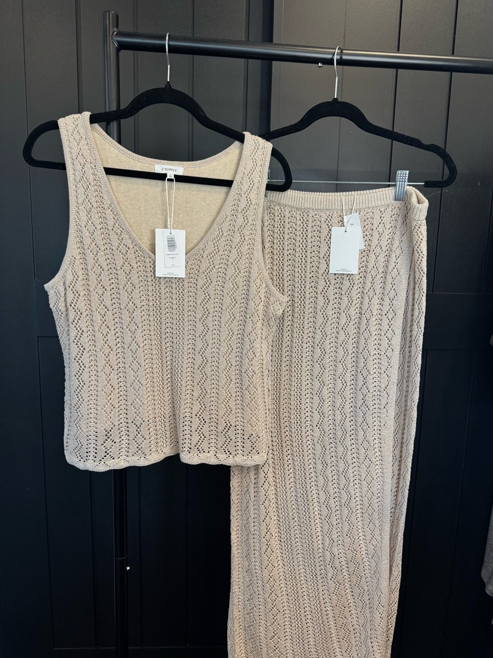 Z Supply Gold Metallic Open-Knit large Tank and medium skirt